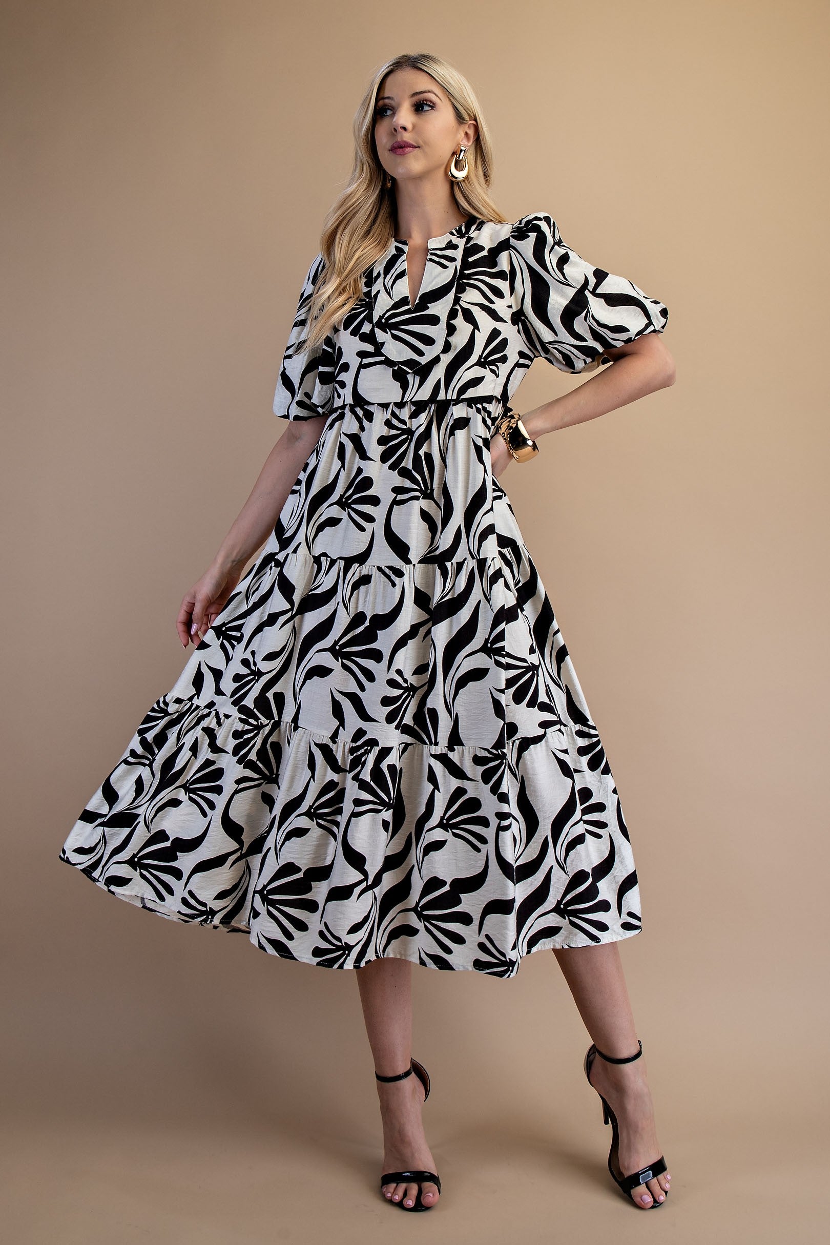 Motif & Movement Tiered Midi Dress-Cute-Trendy-Shop-Womens-Boutique-Clothing-Store
