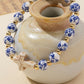 Chinoiserie Blue & White Floral Cross Beaded Bracelet