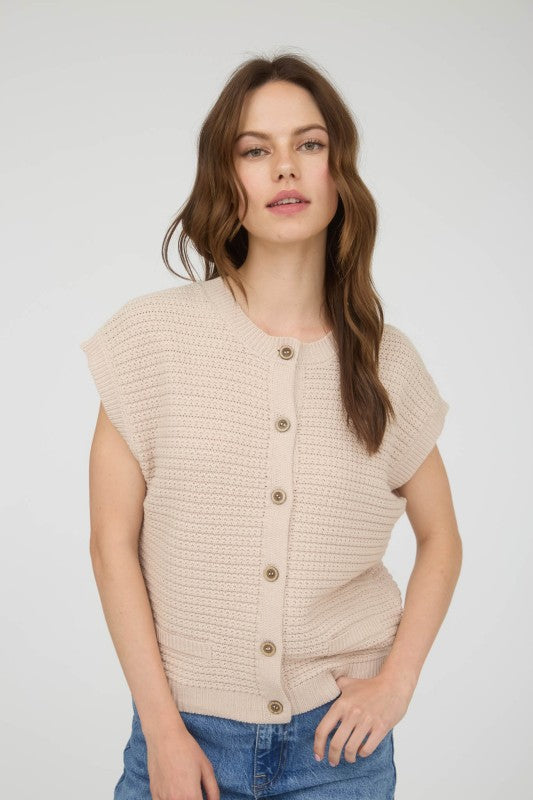 This Is The Day Button Cardigan Vest-Khaki Brown-SMALL-[option4]-[option5]-Cute-Trendy-Shop-Womens-Boutique-Clothing-Store