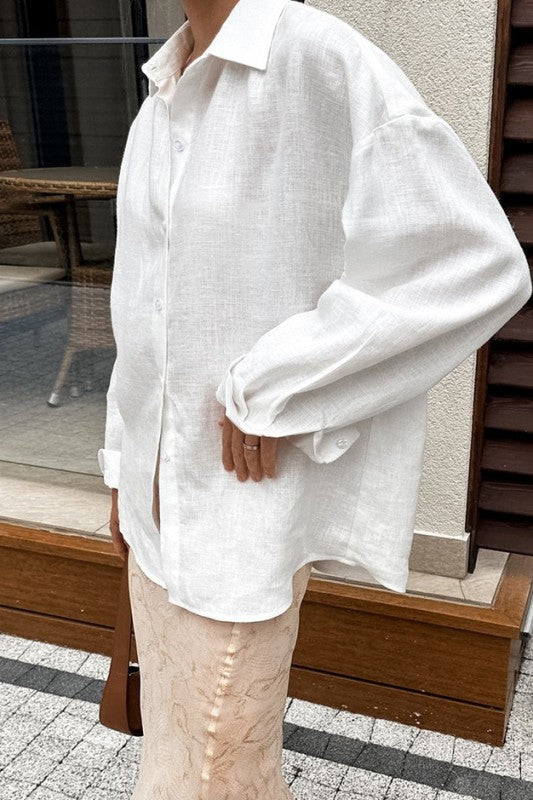 This Solves It White Button Down Shirt-[option4]-[option5]-Cute-Trendy-Shop-Womens-Boutique-Clothing-Store