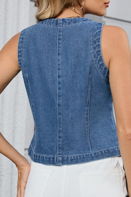 Make It Happen Fitted Denim Vest-[option4]-[option5]-Cute-Trendy-Shop-Womens-Boutique-Clothing-Store