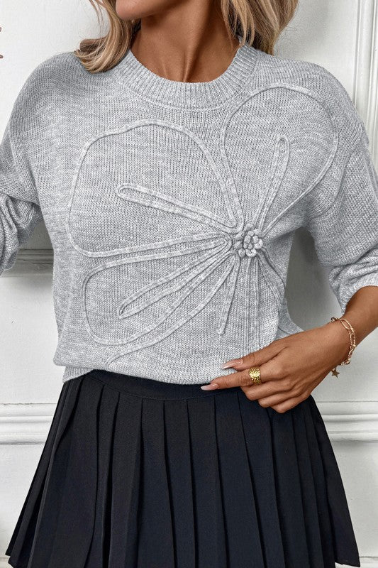 All In The Details Grey Sweater Top-[option4]-[option5]-Cute-Trendy-Shop-Womens-Boutique-Clothing-Store