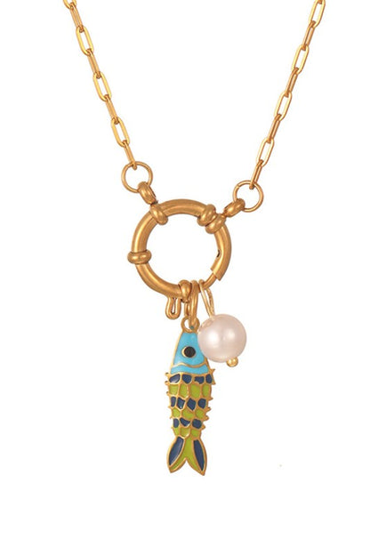 Under The Sea Fish & Pearl Necklace