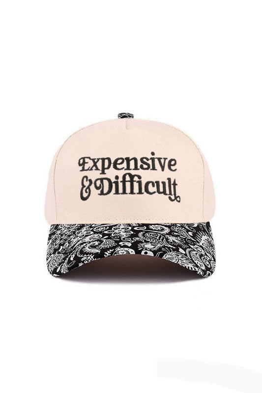 "Expensive & Difficult" Canvas Cap-Paisley Black-[option4]-[option5]-Cute-Trendy-Shop-Womens-Boutique-Clothing-Store