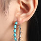 Canyon Ridge Antiqued Silver Oval Turquoise Hoops