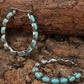 Canyon Ridge Antiqued Silver Oval Turquoise Hoops