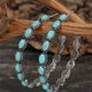 Santa Fe Large Beaded Turquoise Silver Hoop Earrings