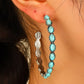 Santa Fe Large Beaded Turquoise Silver Hoop Earrings