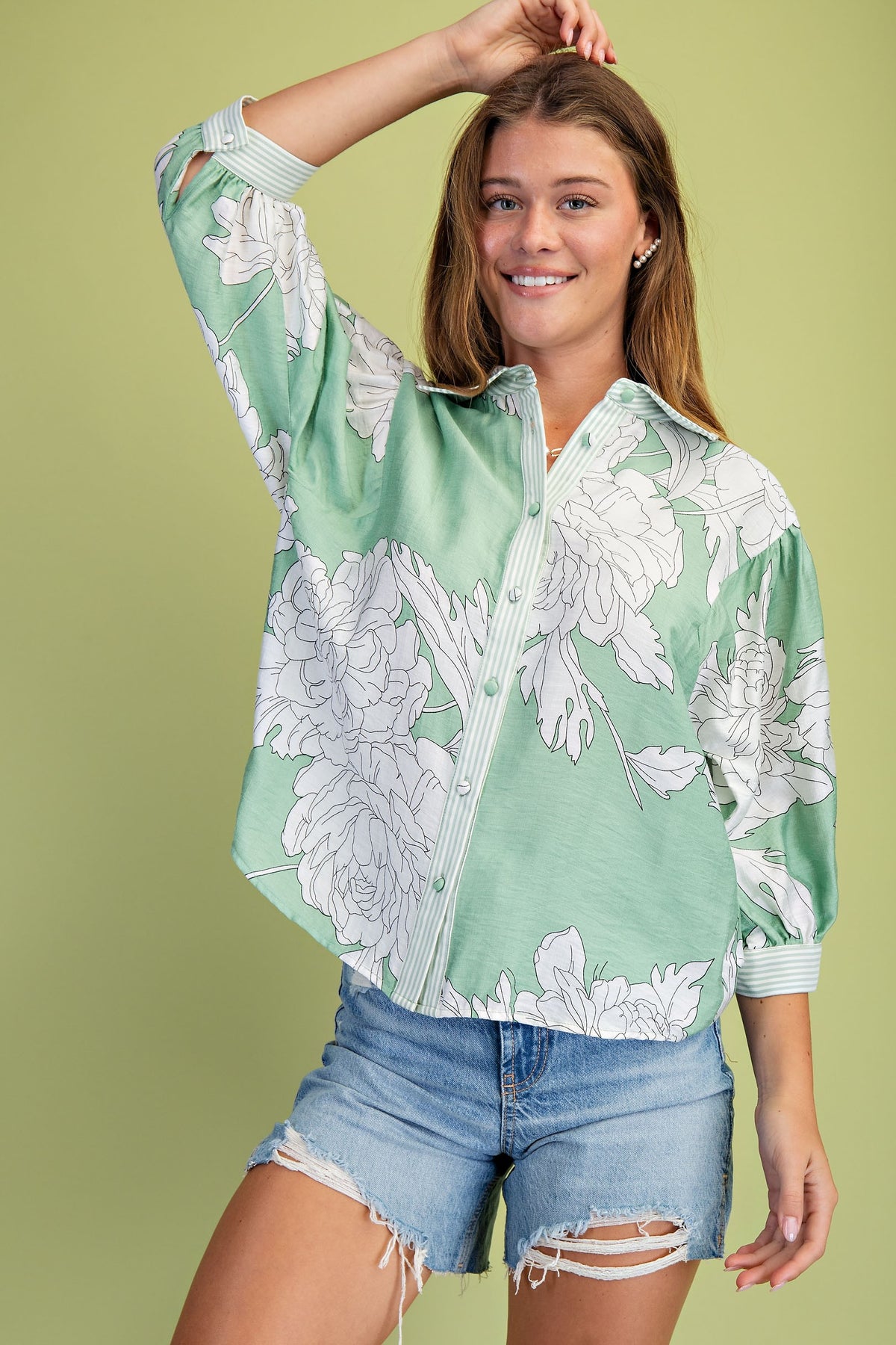Willow & Vine Pattern Mix Blouse-Cute-Trendy-Shop-Womens-Boutique-Clothing-Store