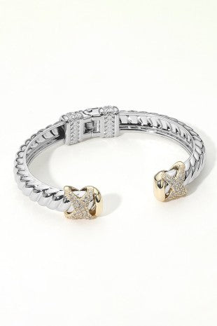 Strong & Steady Hinged Two Tone Bracelet-[option4]-[option5]-Cute-Trendy-Shop-Womens-Boutique-Clothing-Store