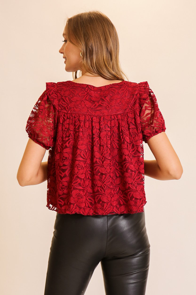 Scalloped Romance Floral Lace Blouse-Cute-Trendy-Shop-Womens-Boutique-Clothing-Store