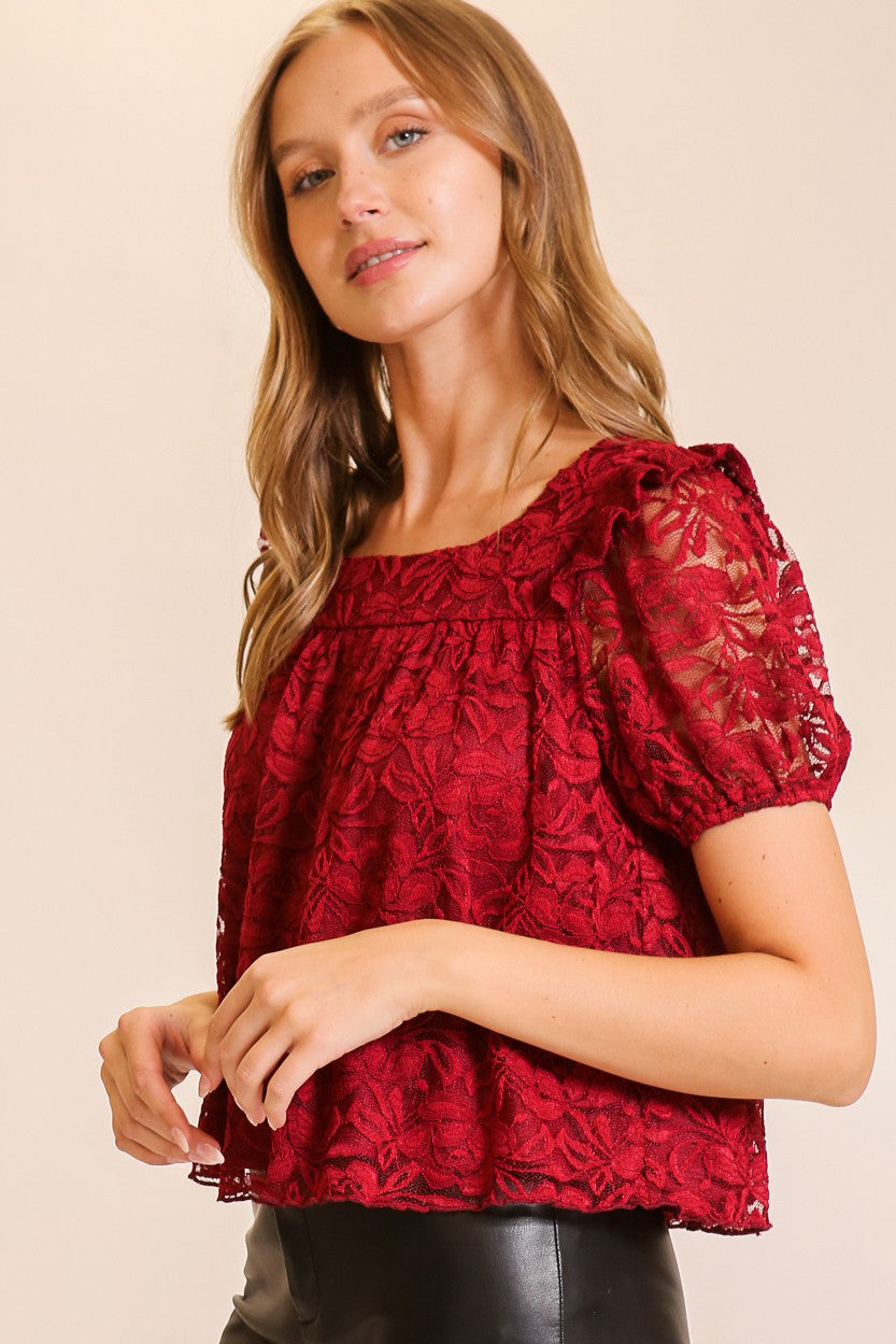 Scalloped Romance Floral Lace Blouse-Cute-Trendy-Shop-Womens-Boutique-Clothing-Store