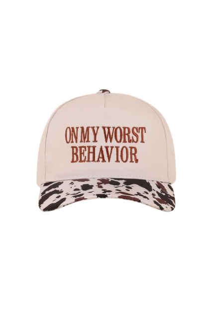 "On my worst behavior" Cap-Cow-Cute-Trendy-Shop-Womens-Boutique-Clothing-Store