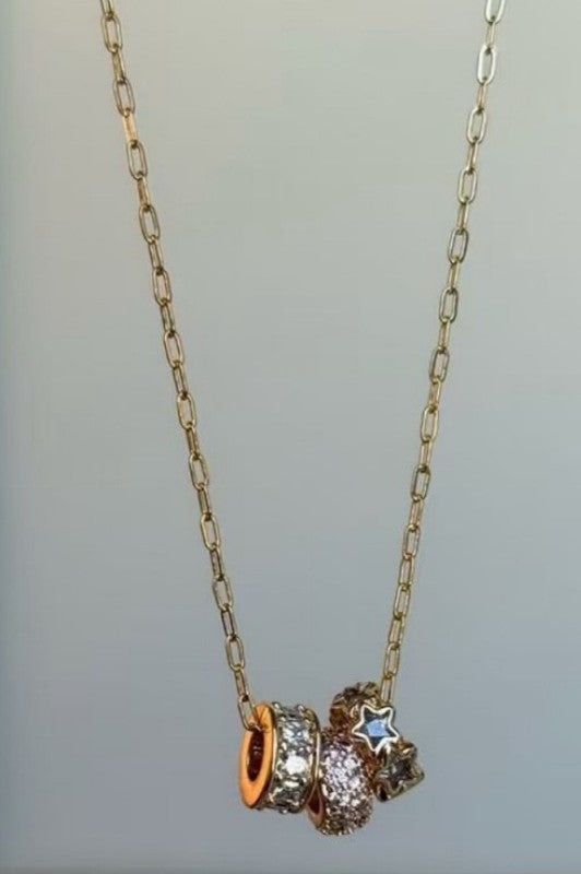 Roll Out in Style Triple Barrel Charm Necklace
