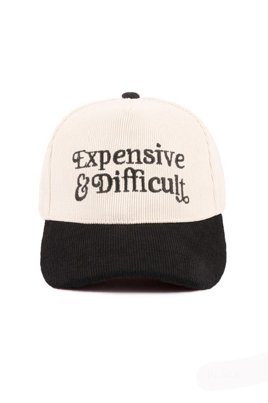 "Expensive & Difficult" Canvas Cap-Black-[option4]-[option5]-Cute-Trendy-Shop-Womens-Boutique-Clothing-Store