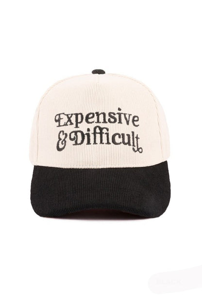 "Expensive & Difficult" Canvas Cap-Black-[option4]-[option5]-Cute-Trendy-Shop-Womens-Boutique-Clothing-Store