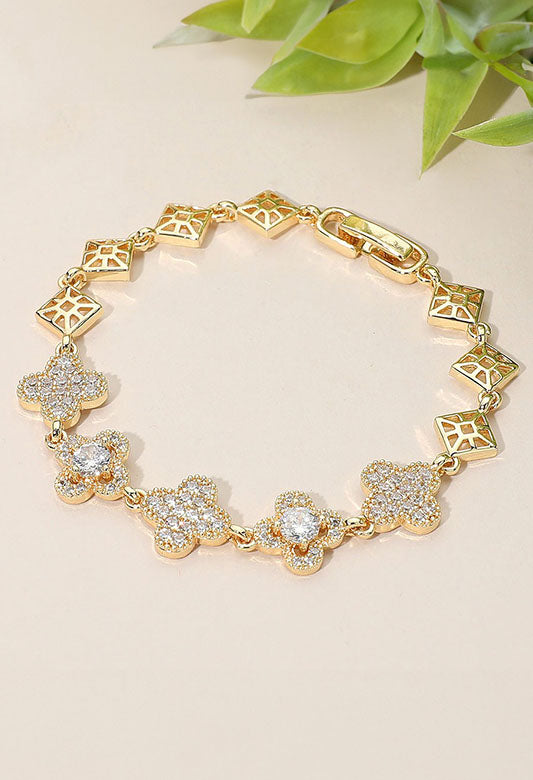 Lucky In Luxe Quatrefoil CZ Bracelet-Cute-Trendy-Shop-Womens-Boutique-Clothing-Store