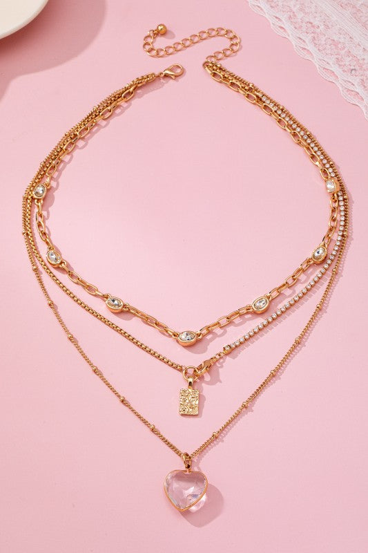 Happy Tears Layered Rhinestone Heart Necklace-[option4]-[option5]-Cute-Trendy-Shop-Womens-Boutique-Clothing-Store