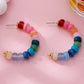 Candy Spectrum Beaded Hoop Earrings