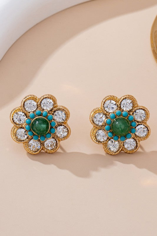 Just In Time Turquoise Flower Earrings