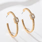 Baguette & Pavé Crystal Gold Hoop Earrings
