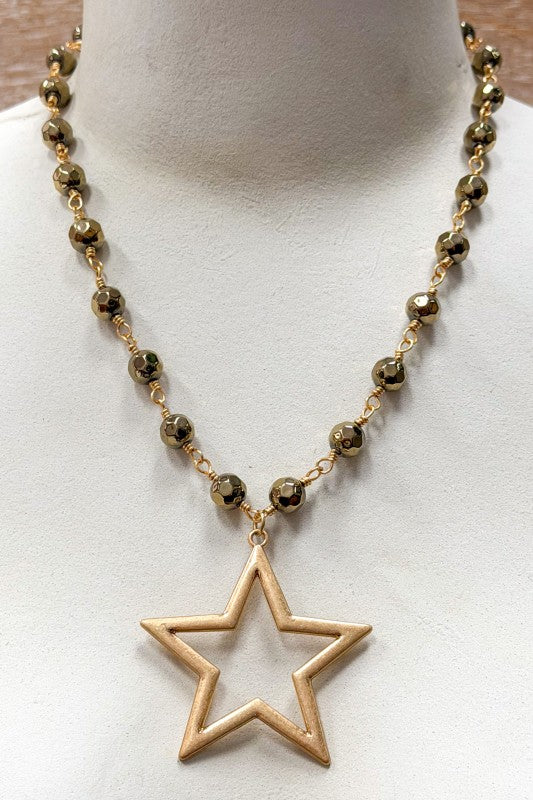Whole in The Sky Open Star Beaded Necklace-[option4]-[option5]-Cute-Trendy-Shop-Womens-Boutique-Clothing-Store