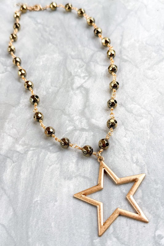 Whole in The Sky Open Star Beaded Necklace-[option4]-[option5]-Cute-Trendy-Shop-Womens-Boutique-Clothing-Store