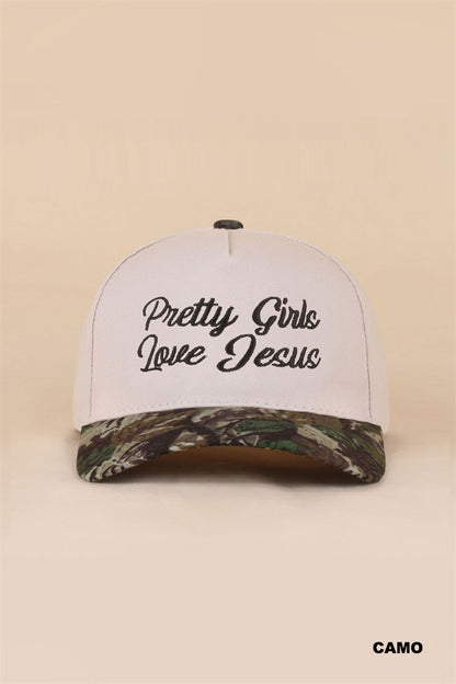 "Pretty Girls Love Jesus" Cap-Camo-Cute-Trendy-Shop-Womens-Boutique-Clothing-Store