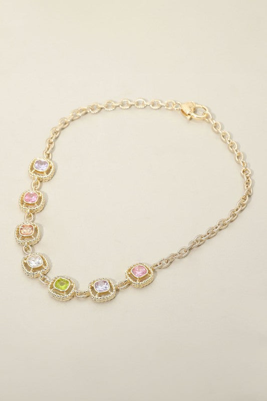 Fabulous Evening Multicolor Square Stone Necklace-[option4]-[option5]-Cute-Trendy-Shop-Womens-Boutique-Clothing-Store