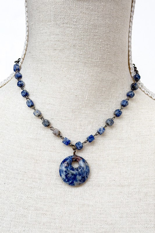 In The Cards Blue Stone Necklace-[option4]-[option5]-Cute-Trendy-Shop-Womens-Boutique-Clothing-Store