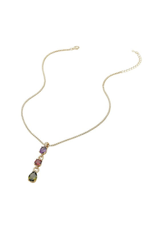 Heirloom Worthy Triple Stone Drop Necklace-[option4]-[option5]-Cute-Trendy-Shop-Womens-Boutique-Clothing-Store