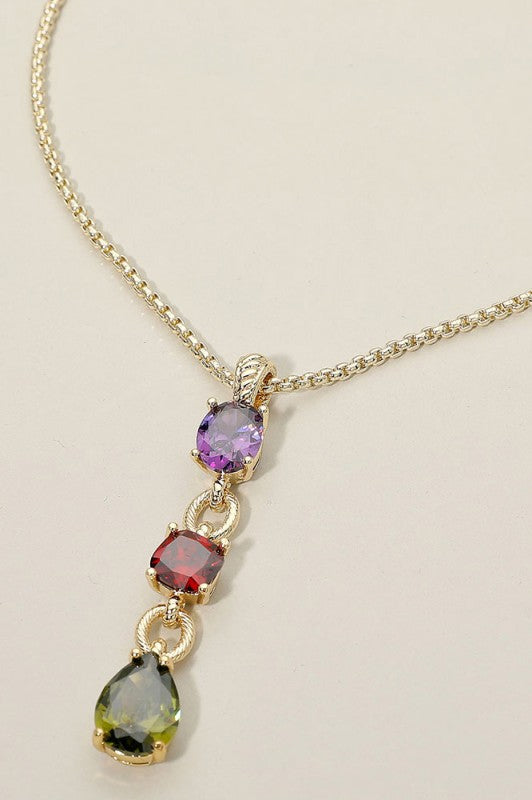 Heirloom Worthy Triple Stone Drop Necklace-[option4]-[option5]-Cute-Trendy-Shop-Womens-Boutique-Clothing-Store