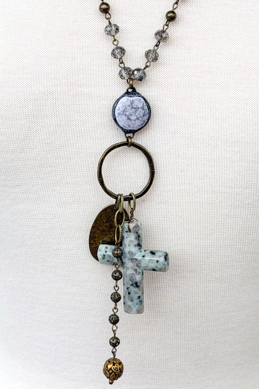 Just Like Grandmother's Beaded Cross Necklace-[option4]-[option5]-Cute-Trendy-Shop-Womens-Boutique-Clothing-Store
