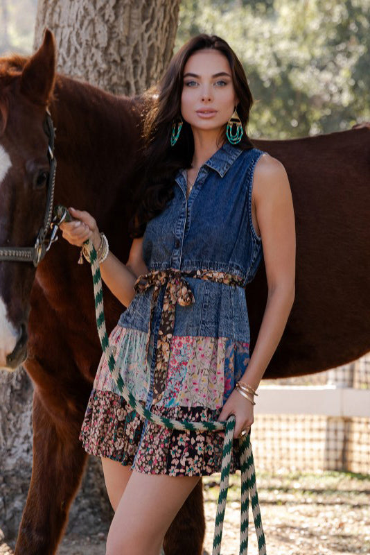 On The Road Denim & Patchwork Dress-[option4]-[option5]-Cute-Trendy-Shop-Womens-Boutique-Clothing-Store
