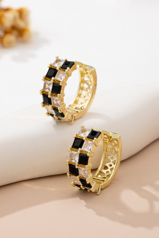 Checkmate Babe Huggie Earrings-[option4]-[option5]-Cute-Trendy-Shop-Womens-Boutique-Clothing-Store