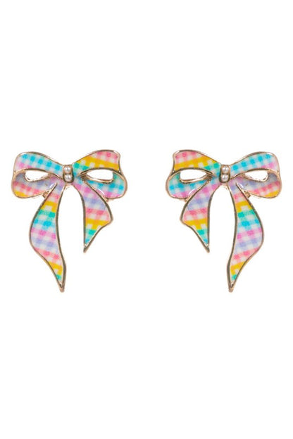 OMG Cute! Bow Gingham Earrings-Multicolor-[option4]-[option5]-Cute-Trendy-Shop-Womens-Boutique-Clothing-Store