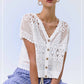Whisper Lace Crochet V-Neck Blouse-[option4]-[option5]-Cute-Trendy-Shop-Womens-Boutique-Clothing-Store