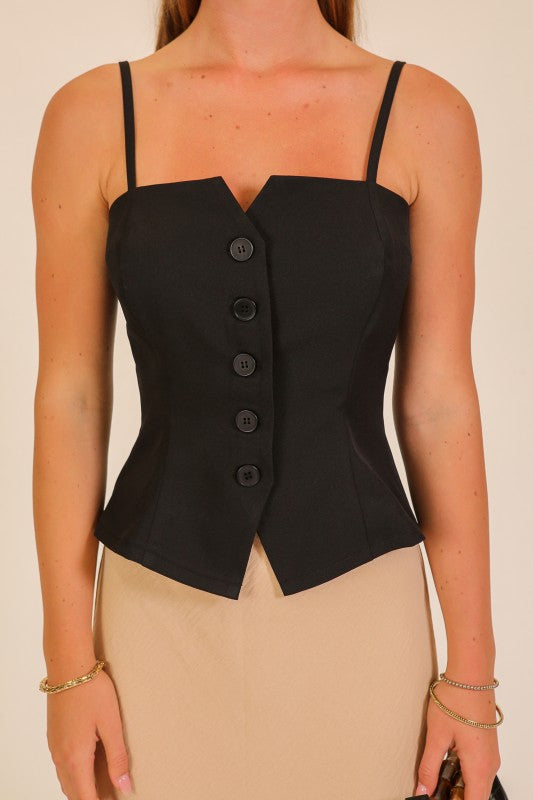 Just A Memory Button Vest-Black-SMALL-[option4]-[option5]-Cute-Trendy-Shop-Womens-Boutique-Clothing-Store