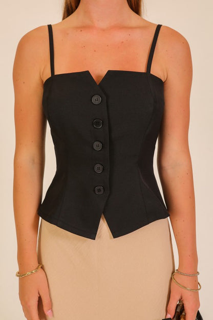 Just A Memory Button Vest-Black-SMALL-[option4]-[option5]-Cute-Trendy-Shop-Womens-Boutique-Clothing-Store