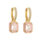 Emerald Cut Crystal Huggie Earrings