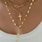Layered Glam Multi-Strand Gold & Pearl Cross Necklace