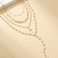 Layered Glam Multi-Strand Gold & Pearl Cross Necklace