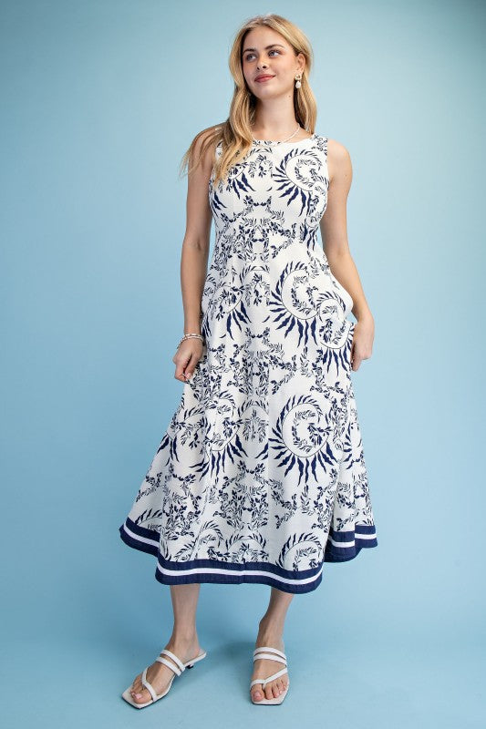 Polished Porcelain Design Midi Dress-Cute-Trendy-Shop-Womens-Boutique-Clothing-Store