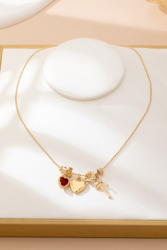 Thoughtful Gift Heart and Bow Necklace