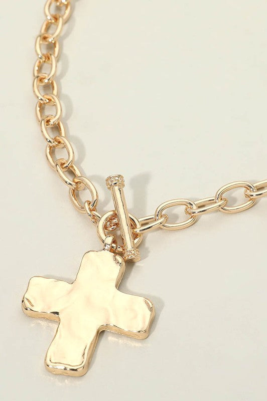 No Surprises Bold Cross Necklace-Gold-[option4]-[option5]-Cute-Trendy-Shop-Womens-Boutique-Clothing-Store