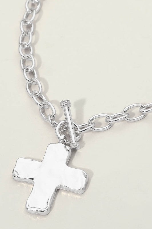 No Surprises Bold Cross Necklace-Silver-[option4]-[option5]-Cute-Trendy-Shop-Womens-Boutique-Clothing-Store