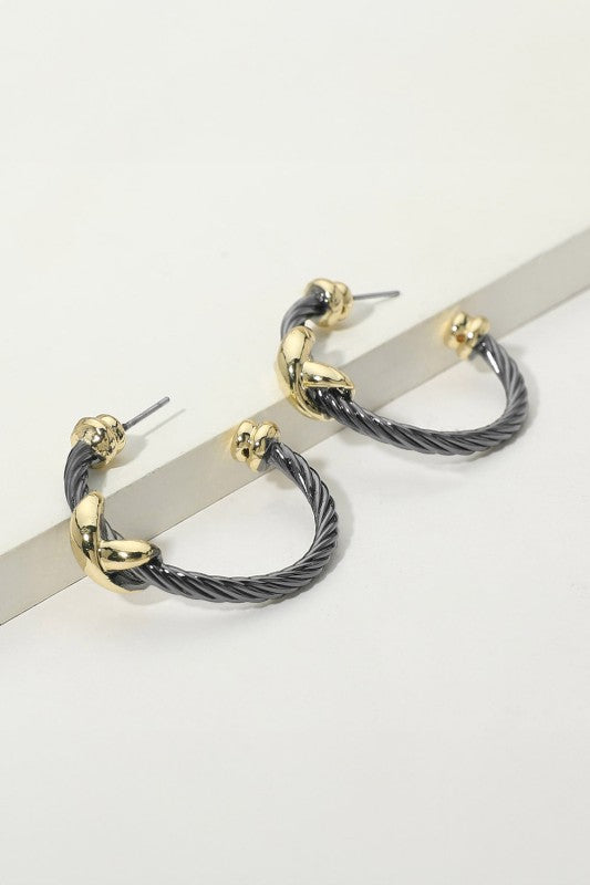 Quite Stunning Black Cable and Gold Earrings-[option4]-[option5]-Cute-Trendy-Shop-Womens-Boutique-Clothing-Store