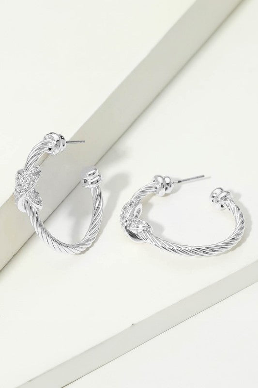 You Deserve It Pave Knot Silver Hoop Earrings-[option4]-[option5]-Cute-Trendy-Shop-Womens-Boutique-Clothing-Store