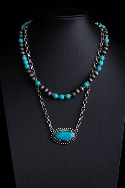 Saddle Up Layered Chain Western Bead Necklace