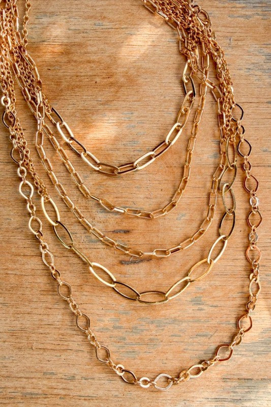 Show Off Five Layer Gold Necklace-[option4]-[option5]-Cute-Trendy-Shop-Womens-Boutique-Clothing-Store